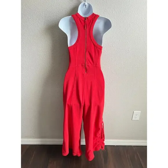 Anthropologie Daily Practice Horizon Jumpsuit Women's XS Red Wide Leg Lounge - Picture 5 of 9